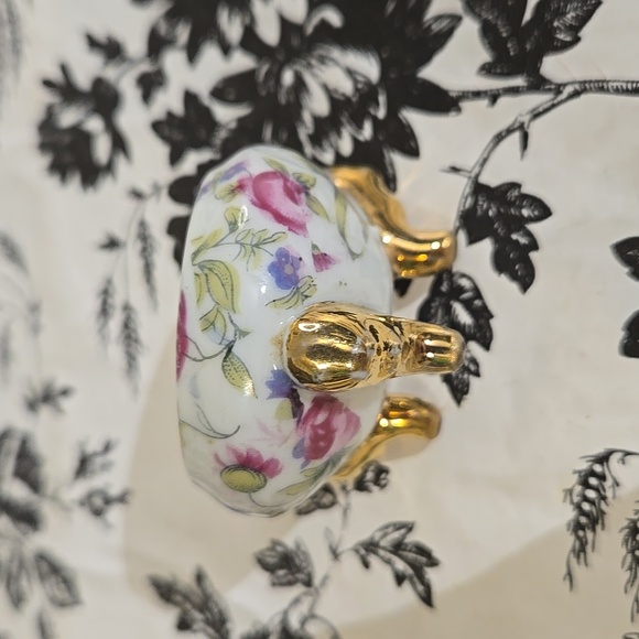 Floral Porcelain Trinket Dish with Gold Accents so2 - Picture 5 of 6